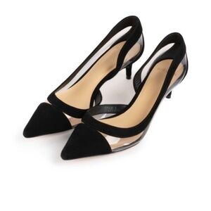 ALEXANDRE BIRMAN Wavee Two-tone Pvc And Suede Pumps In Black